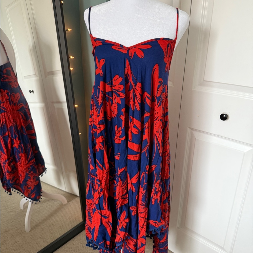 Japna Red and Blue Floral Dress